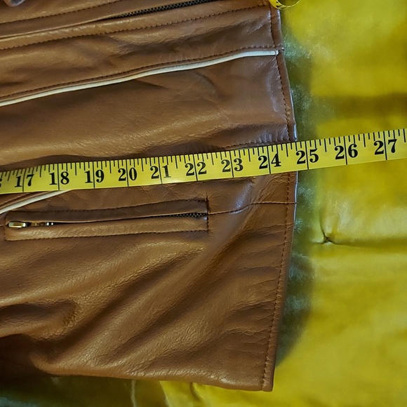 Baby Phat Women's Moto Leather Jacket Tan Cream Piping Removable Lining … - Picture 15 of 16